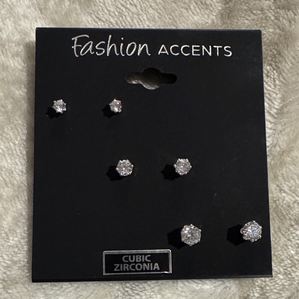 Fashion Accents Cubic Zirconia Stud Earrings Set